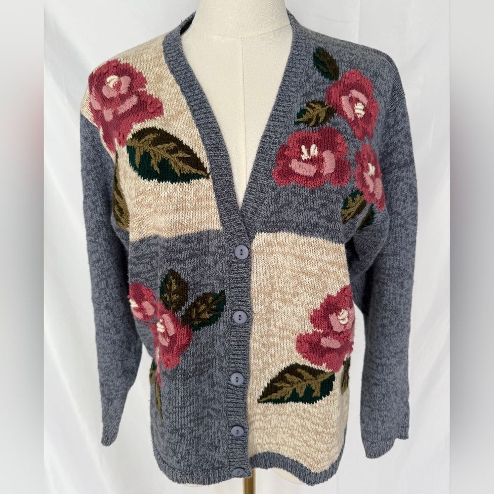 Vintage Milano Design Group Floral Patchwork Cardigan Small